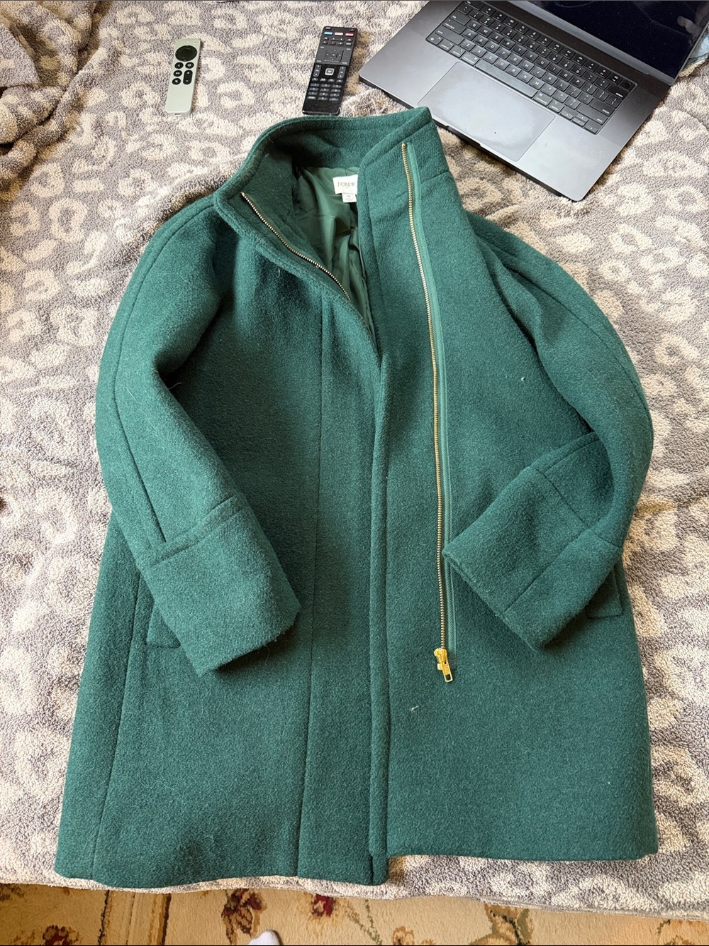 J Crew Emerald Green Wool-Blend Coat